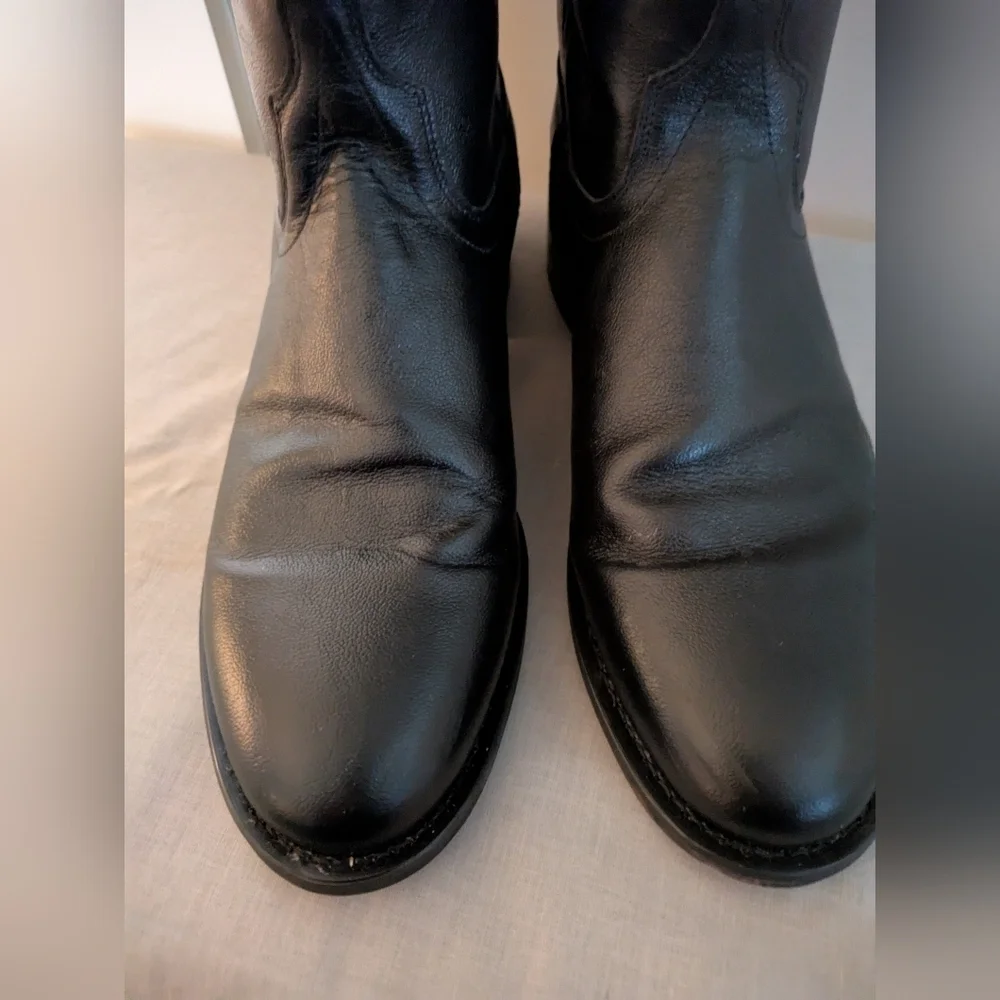 Old West Black Leather Boots 10 Mens